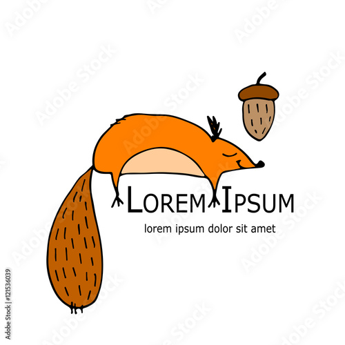 Fototapeta Naklejka Na Ścianę i Meble -  Funny squirrel with nut for your design