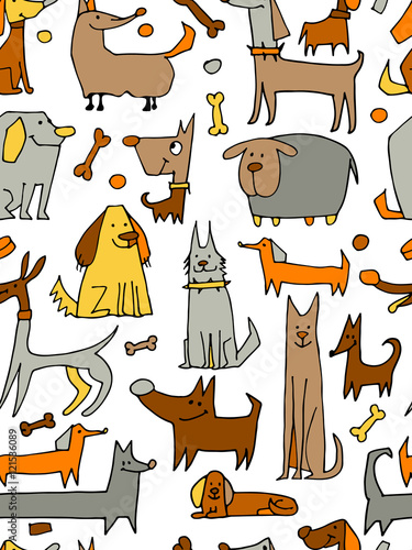 Funny dogs collection, seamless pattern for your design