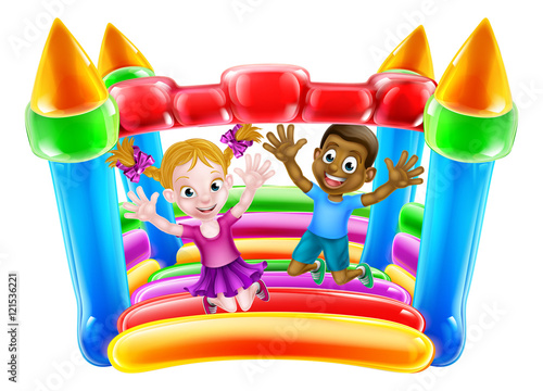 Kids Playing on Bouncy Castle