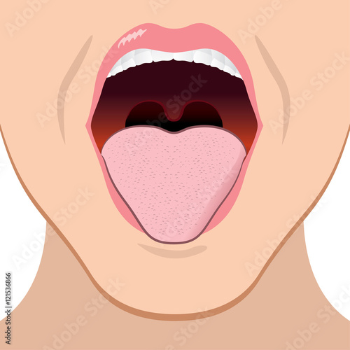 close illustration of a person with an open mouth. Ideal for health and educational institutions