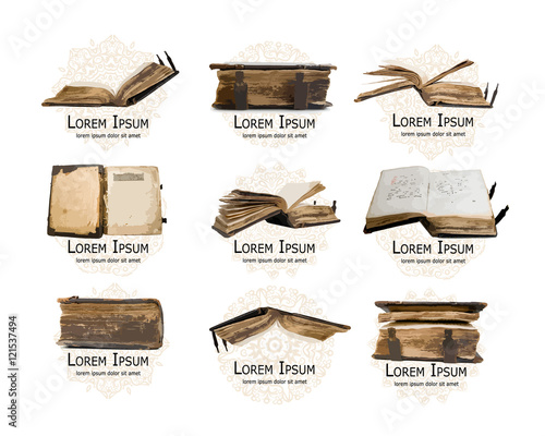 Logo set with medieval old books for your design