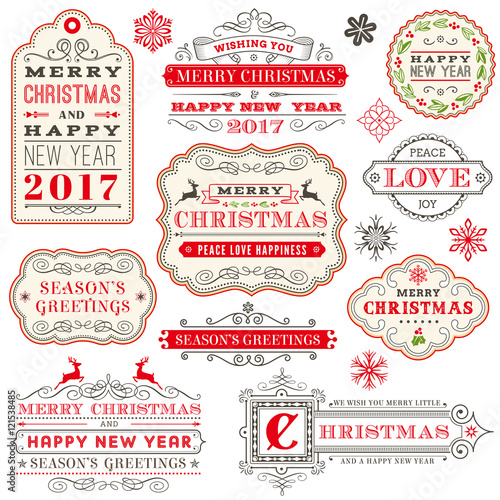 Collection of Elegant Christmas vector labels