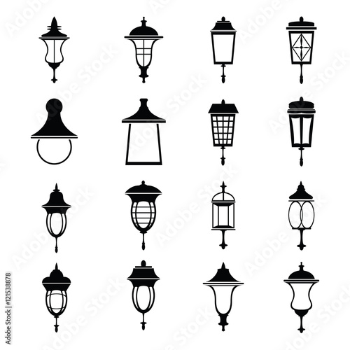 Street lamps icon set