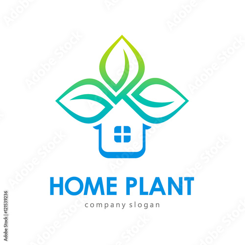 Home plant vector logo template