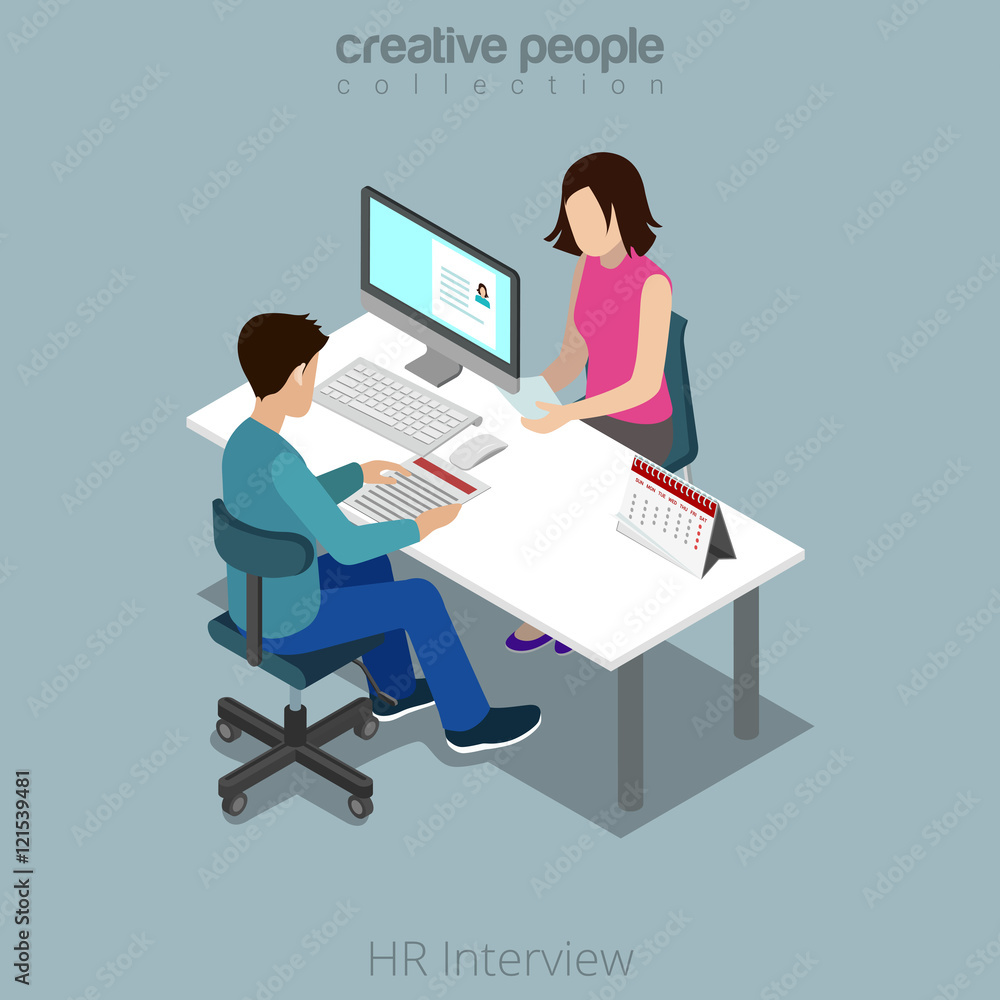 Business HR Interview 3d flat isometric vector illustration. Business HR Interview 3d flat isometric vector illustration.