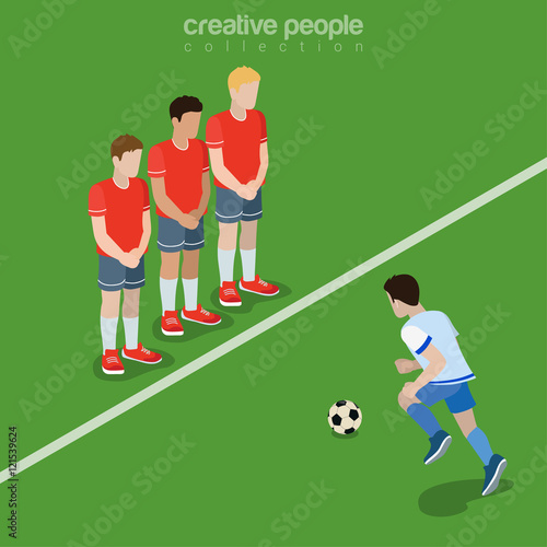 Flat isometric Football Penalty vector Football 3d Team Sports