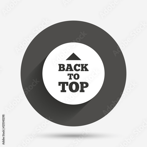 Back to top arrow sign icon. Scroll up symbol.