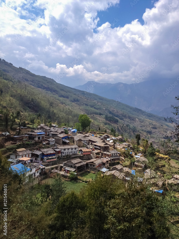 Fototapeta premium Nepal Village from Tatopani to Ghorepani, Poon hill and Annapurna base camp trekking