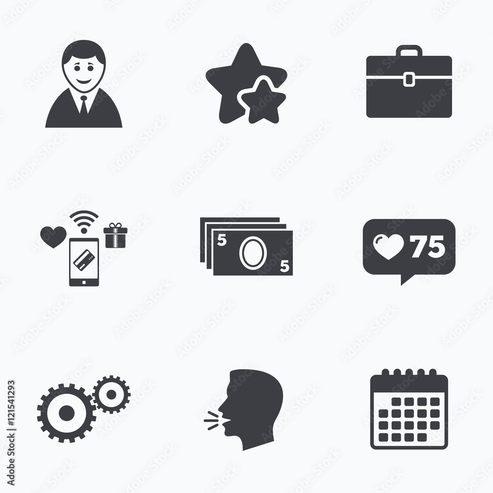 Businessman signs. Human and cash money icons. Businessman signs. Human and cash money icons.