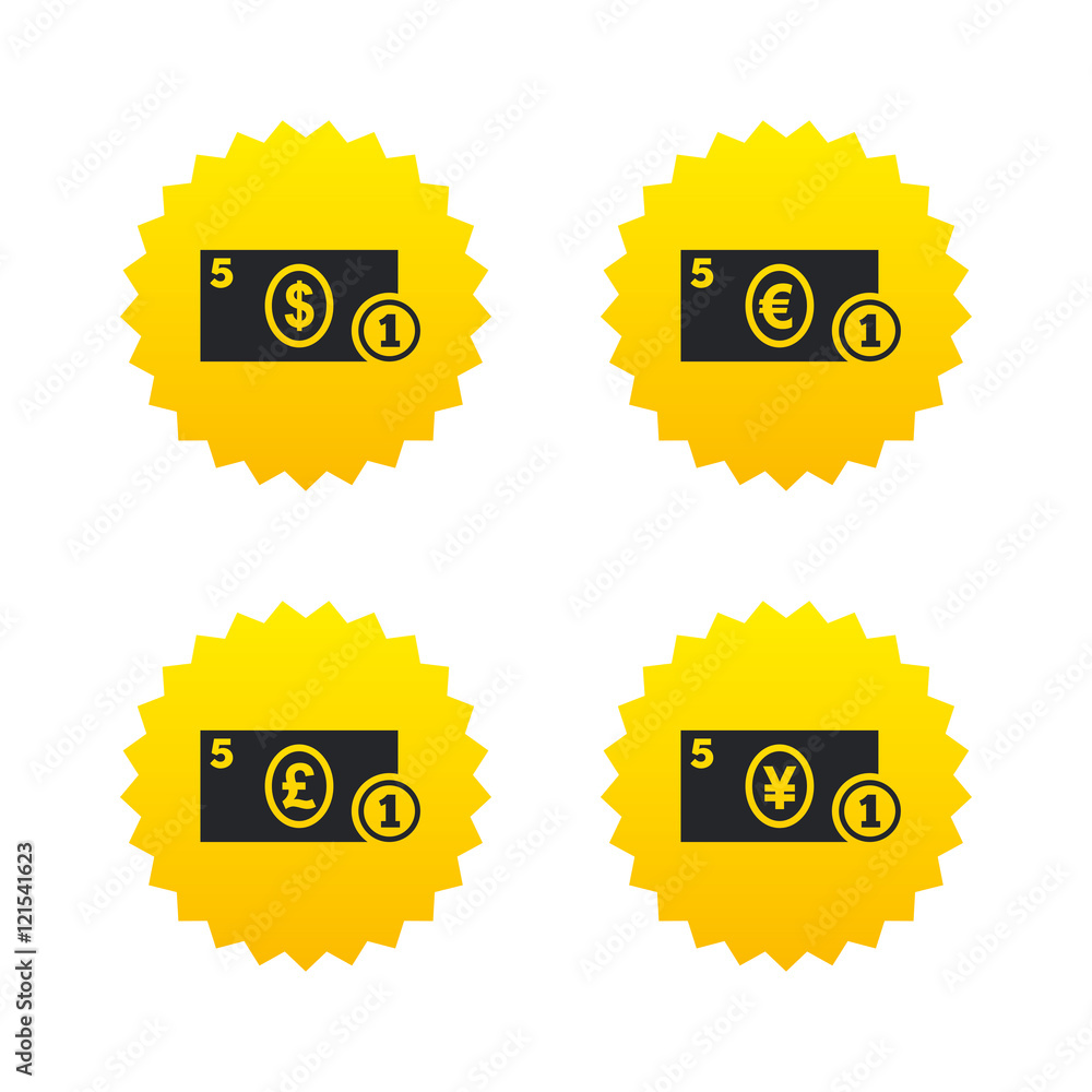 Cash money signs. Dollar, euro and pound icons. Cash money signs. Dollar, euro and pound icons.