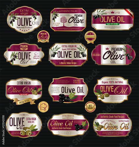 Olive oil retro vintage background collection