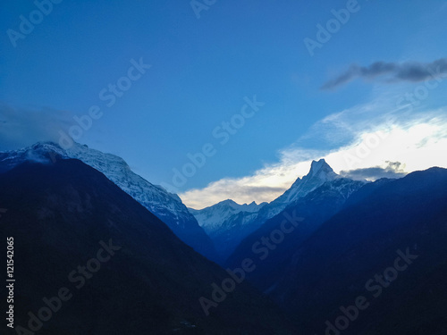 Annapurna, Machapuchare, mountain from Chhomrong village, Nepal © Pawin
