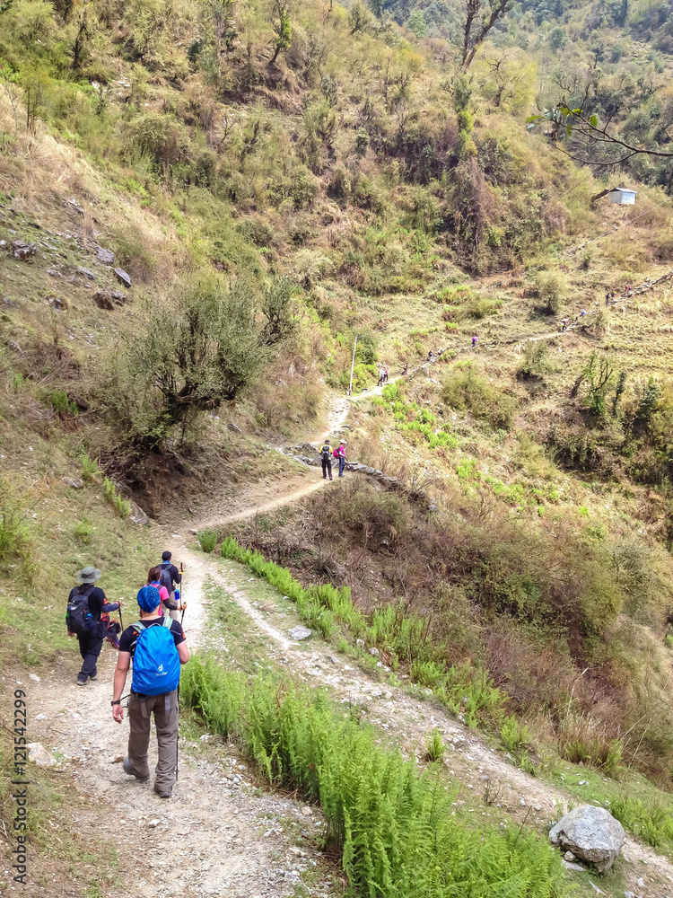 Mountaineers trek to Annapurna Base Camp, Nepal