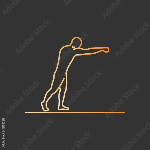 Gold line boxing icon.