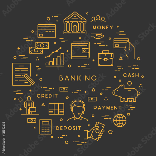 Vector line concept for banking.