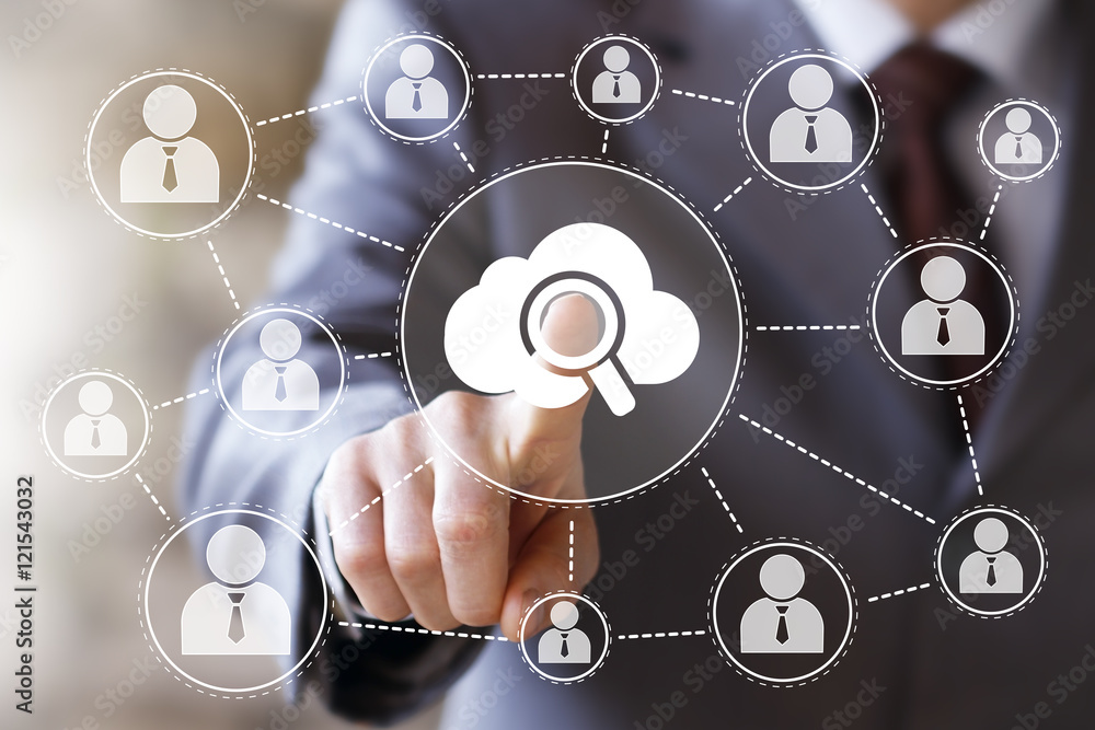 Business button search cloud magnifier loupe connection network Business button search cloud magnifier loupe connection network