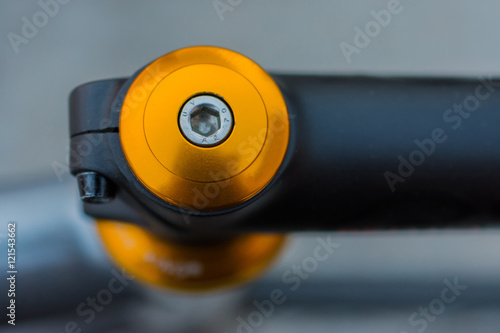 macro detail of a colored bike headset