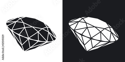 Vector diamond icon. Two-tone version on black and white background