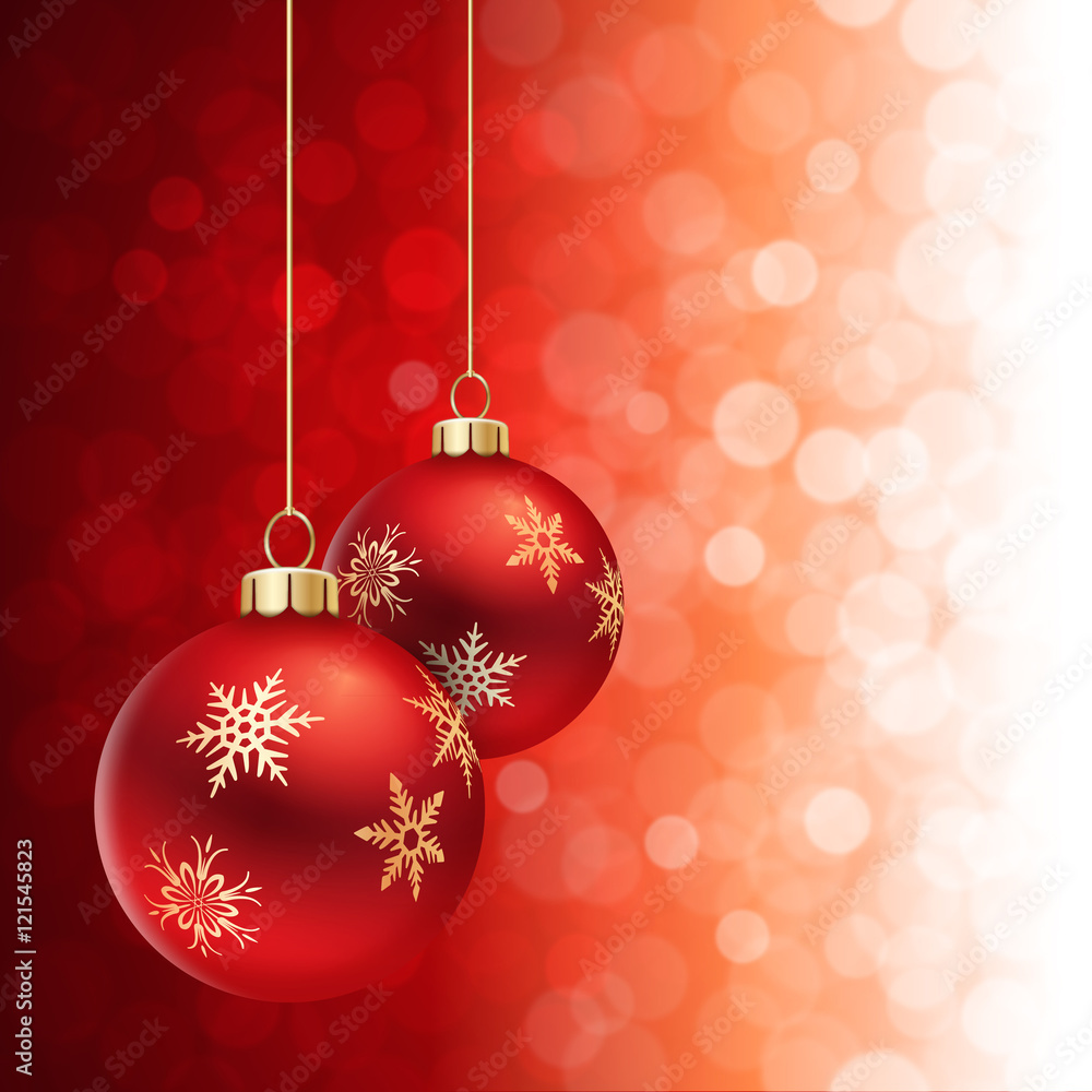 Red and Gold Christmas Balls on Red flare Background Red and Gold Christmas Balls on Red flare Background