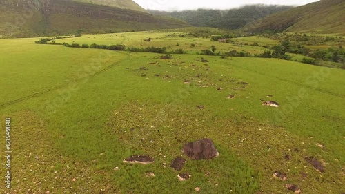 Fying over the Kamarata Valley at Uruyen with the Auyan Tepui at the background. La Gran Sabana, Venezuela