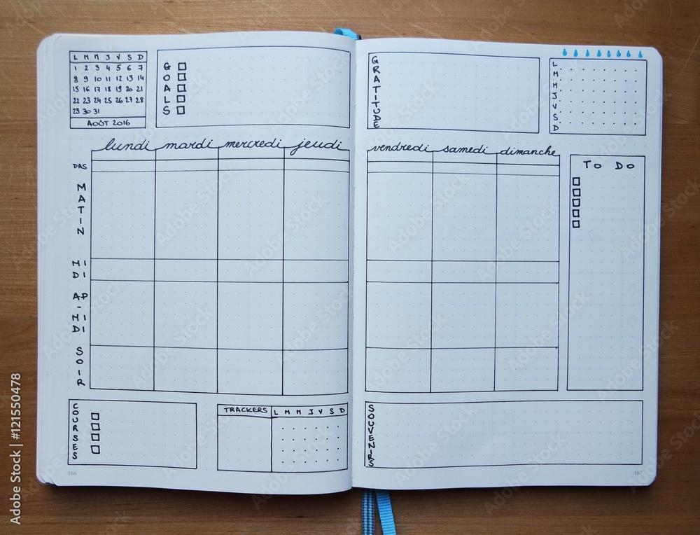 Le Bullet Journal - pages hebdomadaires - obrazy, fototapety, plakaty 
