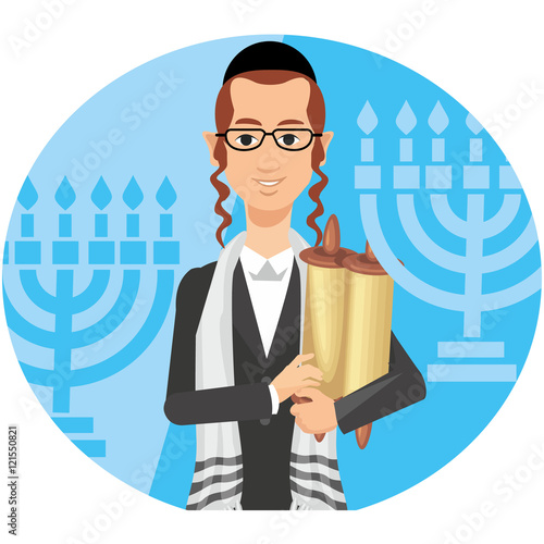 orthodox jew,hassid,rabbi,with Payot and Kippah