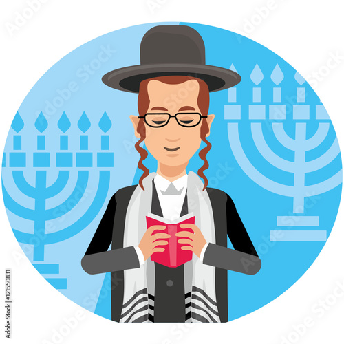 orthodox jew,hassid,rabbi,with Payot and Kippah