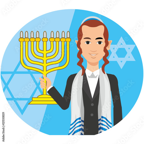orthodox jew,hassid,rabbi,with Payot and Kippah