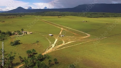Fying over Kamarata indigenous town at La Gran Sabana, Venezuela