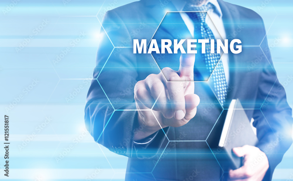 Businessman is pressing on the virtual screen and selecting Businessman is pressing on the virtual screen and selecting