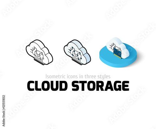 Cloud storage icon in different style