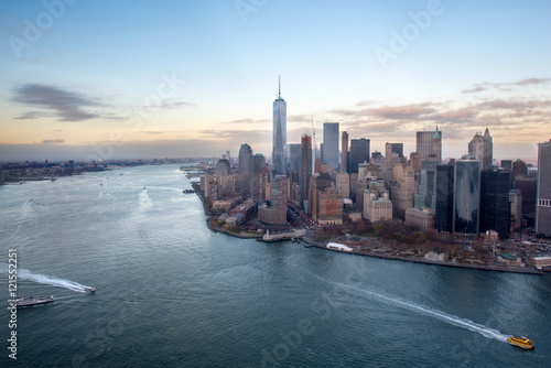 Fotografia Manhattan, Hudson River and Financial disctrict from a helicopter
