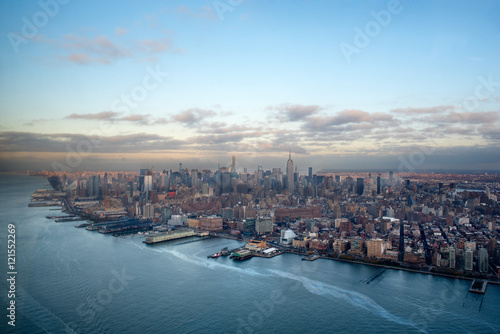 Manhattan, Hudson River and Financial disctrict from a helicopter
