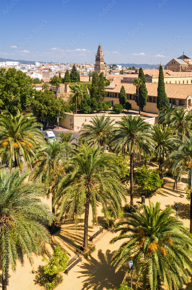 Sunny view of Cordoba from viewpoint of Alcazar, Andalusia province, Spain.