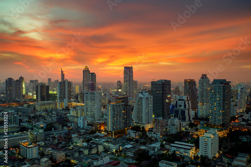 Bangkok view with skyscraper in business district , Thailand