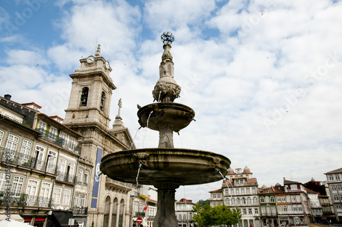 Fountain in Largo do Toural Plaza - Guimaraes - Portugal
