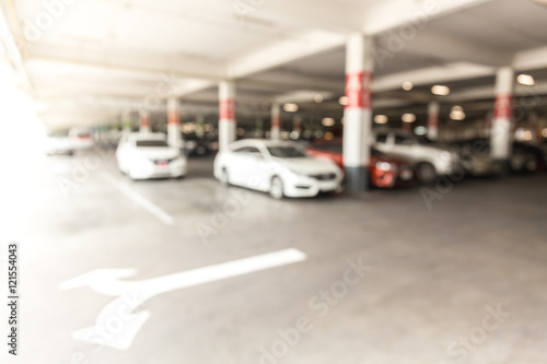 Abstract blur .car park in shoping mall