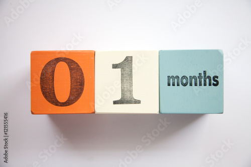 Block numbers and letters for newborn baby age 1 months