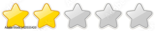 2 out of 5 - Star Rating - Golden Star Sticker Icons