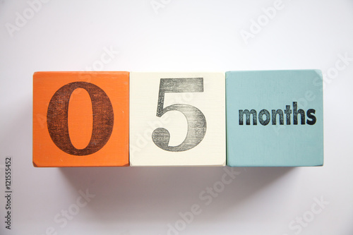 Block numbers and letters for newborn baby age 5 month