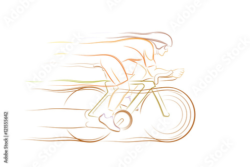 Bicycle Racer. Sportsman / bicyclist, participating in the sports competition of Cycle Racing. Illustration in line-art style on the subject of Sports Games.