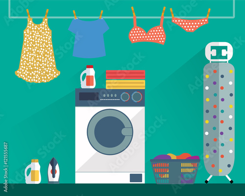 Laundry Washing room. vector