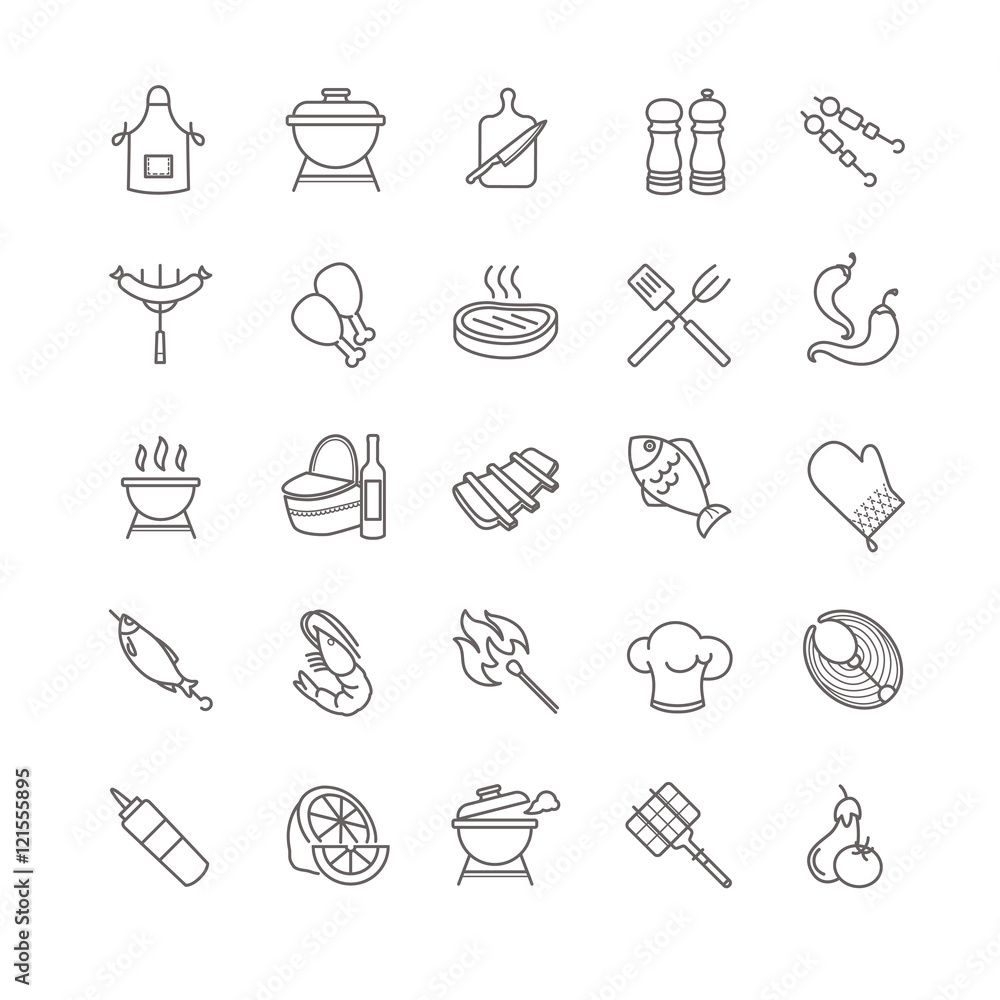 barbecue and grill icons barbecue and grill icons