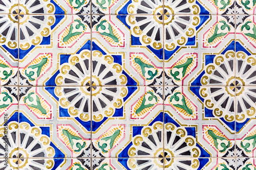 old colorful azulejos - hand painted tiles from Lisbon