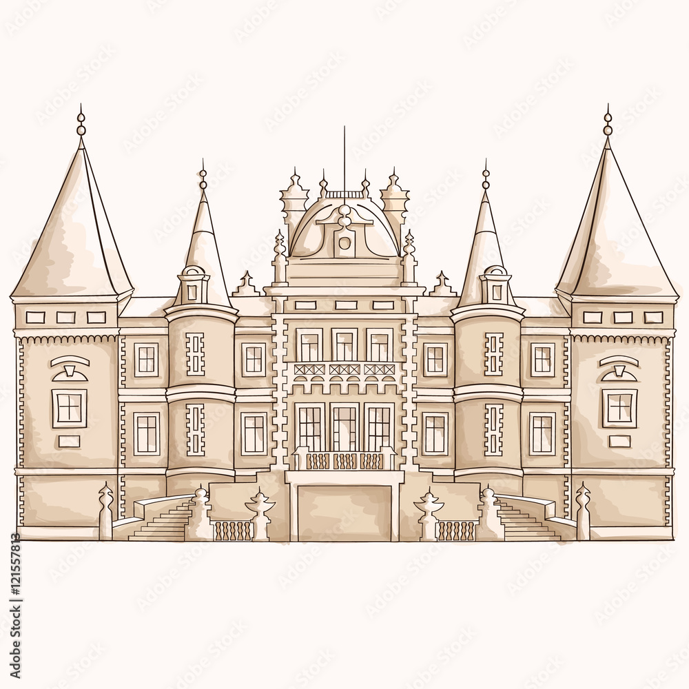 Vector castle. Medieval palace.