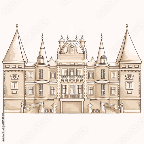 Vector castle. Medieval palace.