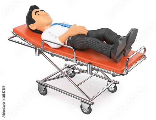 3D Businessman lying on a stretcher in the hospital