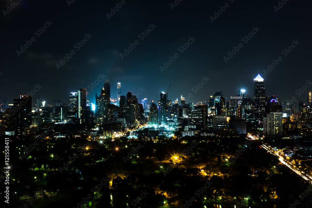 Skyline of Bangkok by night