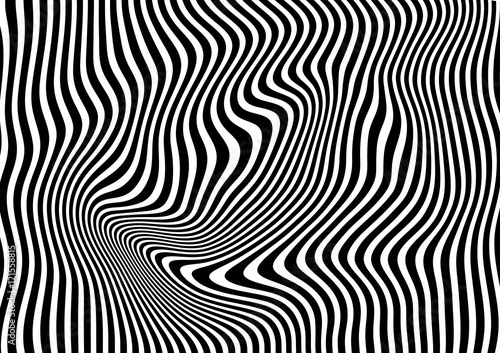 Fototapeta Op art abstract geometric pattern black and white vector illustration