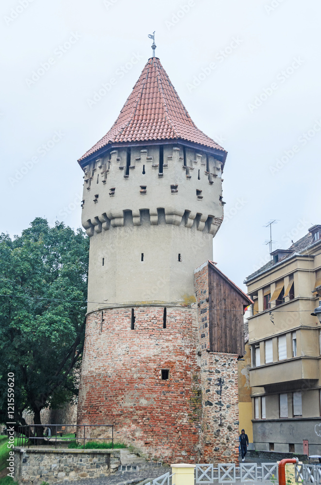Detail of castel situated near downtown of Sibiu, Romania